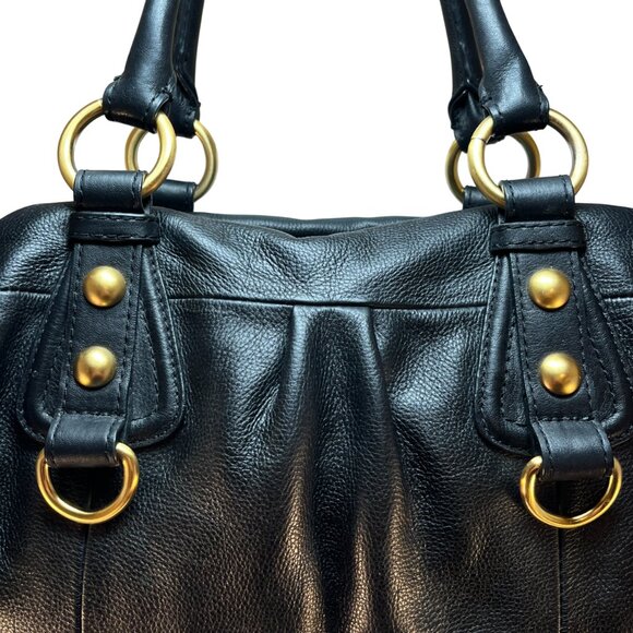 Worthington Black Cowhide Leather Satchel Handbag 14.5" L x 8" T 6" W - Picture 4 of 13